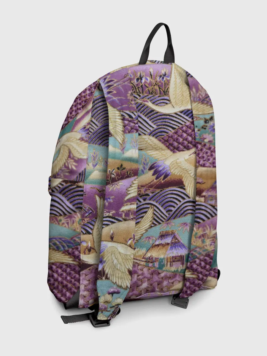 Рюкзак джинсовый / Японская вышивка с журавлями