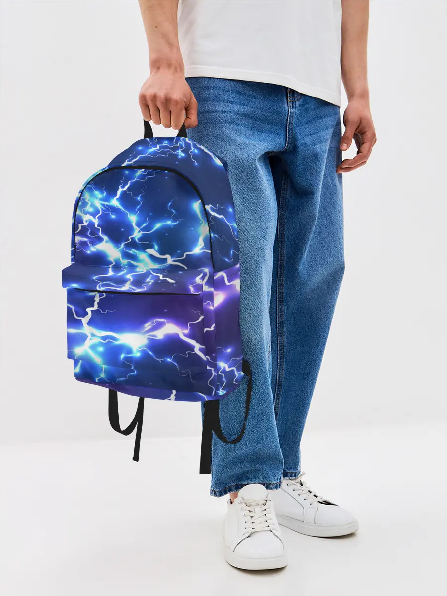 Рюкзак джинсовый / СВЕТЯЩИЕСЯ МОЛНИИ | NEON FLASH