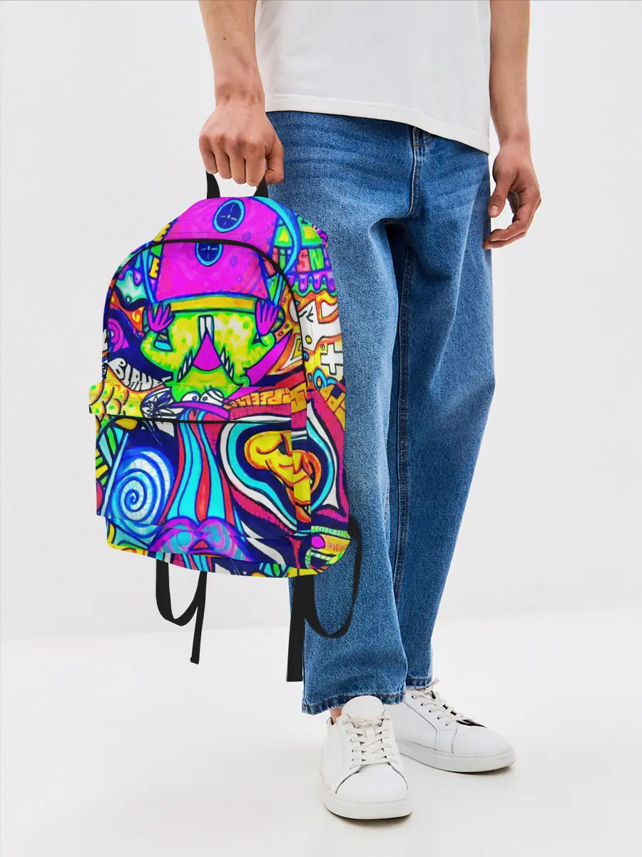 Рюкзак джинсовый / КИСЛОТНЫЕ РИСУНОК