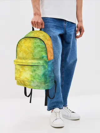 Рюкзак джинсовый / разноцветный акварель градиент