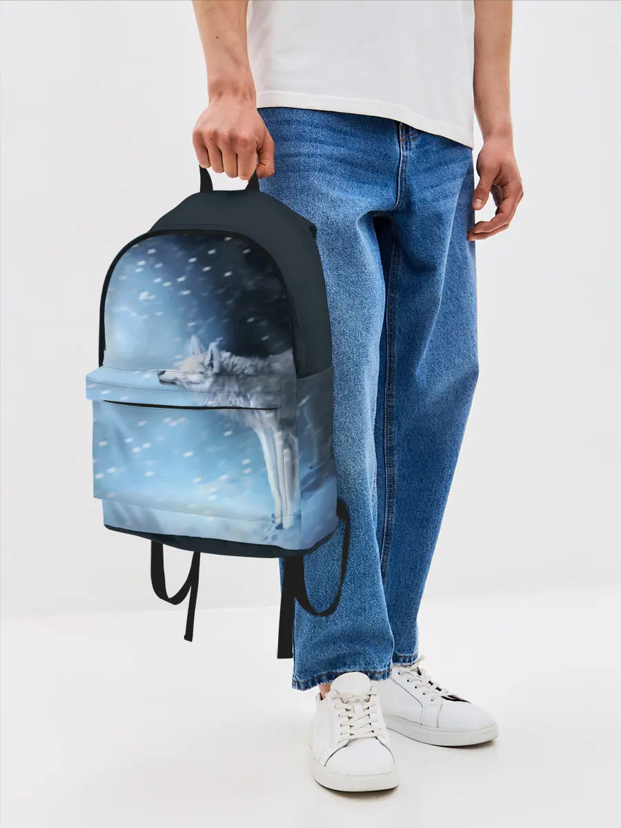 Рюкзак джинсовый / ВОЛК ЗИМА