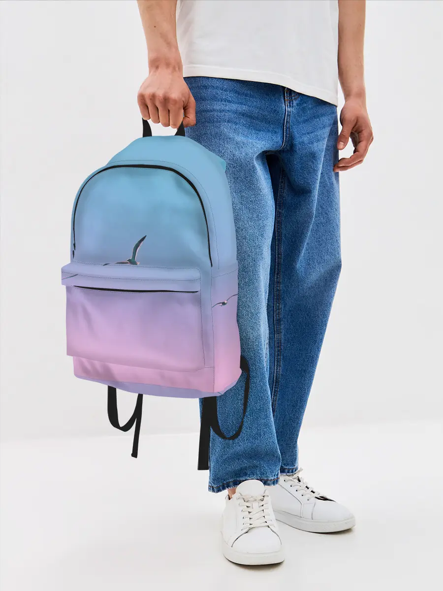 Рюкзак джинсовый / чайки птицы полет градиент
