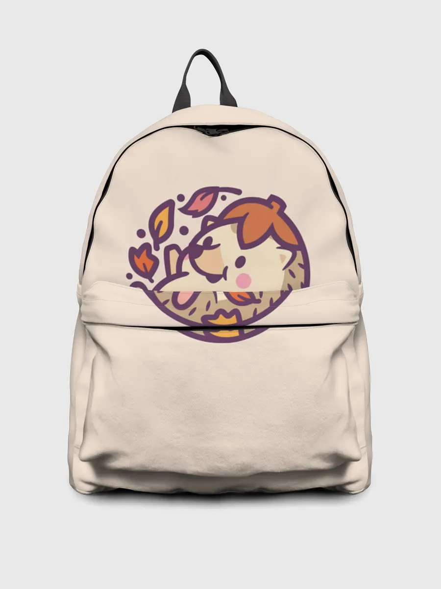 Рюкзак джинсовый / Ёжик листья милый рисунок