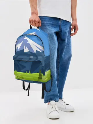 Рюкзак джинсовый / Горы пейзаж природа вектор