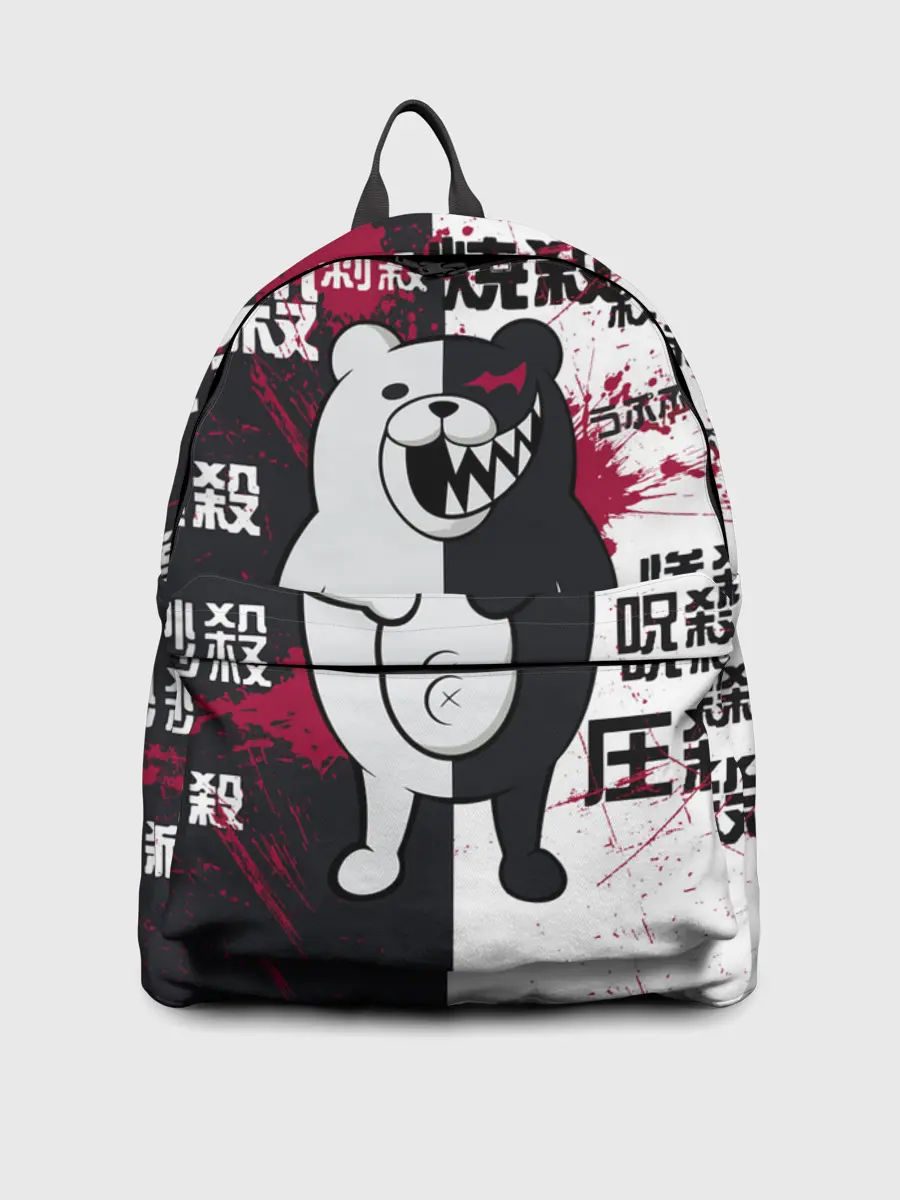 Рюкзак джинсовый / monokuma с пупком и иероглифами
