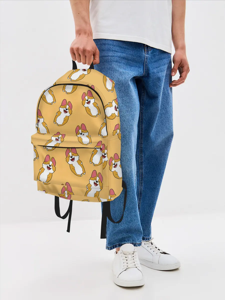 Рюкзак джинсовый / Радость Корги паттерн