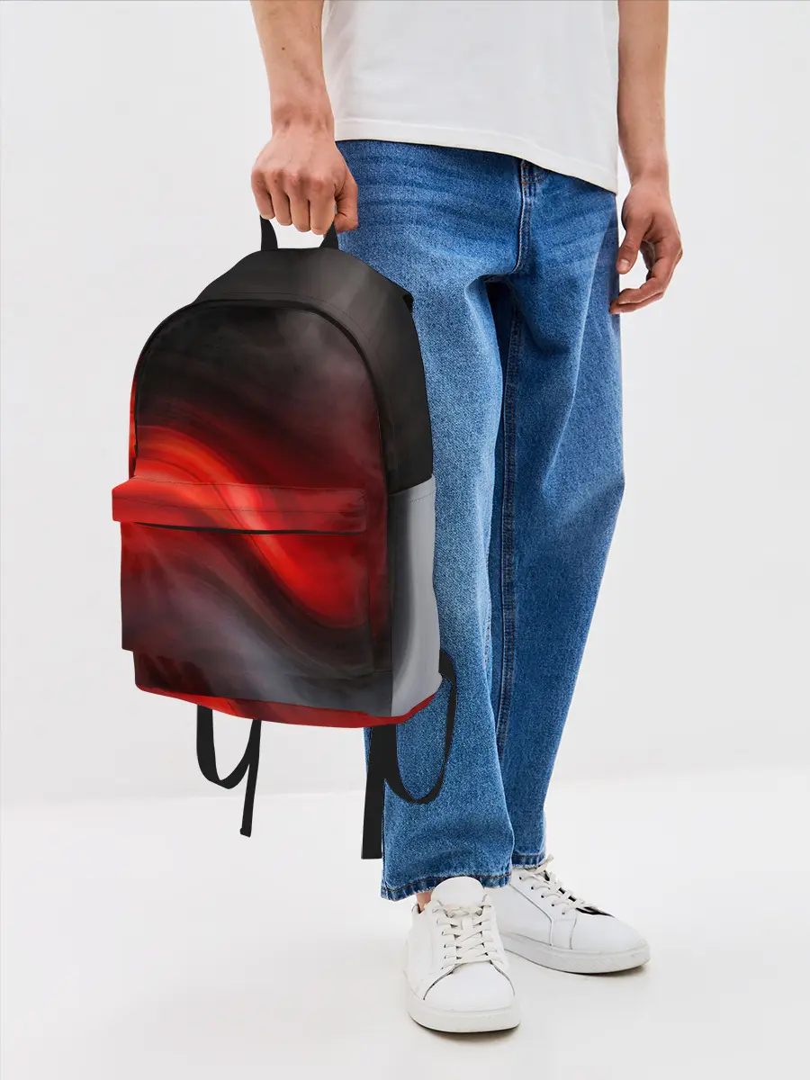 Рюкзак джинсовый / BLACK RED WAVES | АБСТРАКЦИЯ