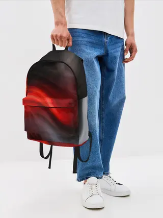 Рюкзак джинсовый / BLACK RED WAVES | АБСТРАКЦИЯ