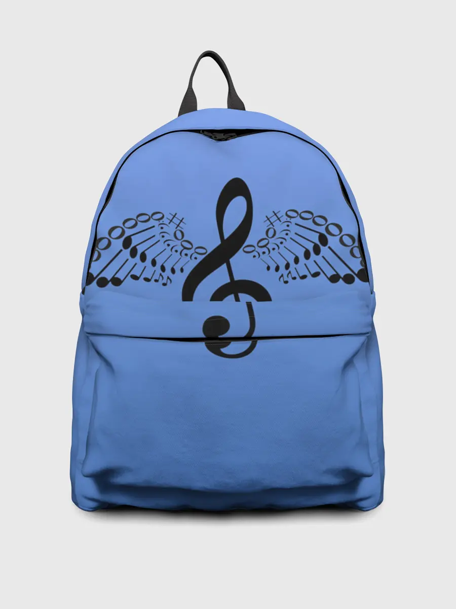 Рюкзак джинсовый / Скрипичный ключ и крылья ноты