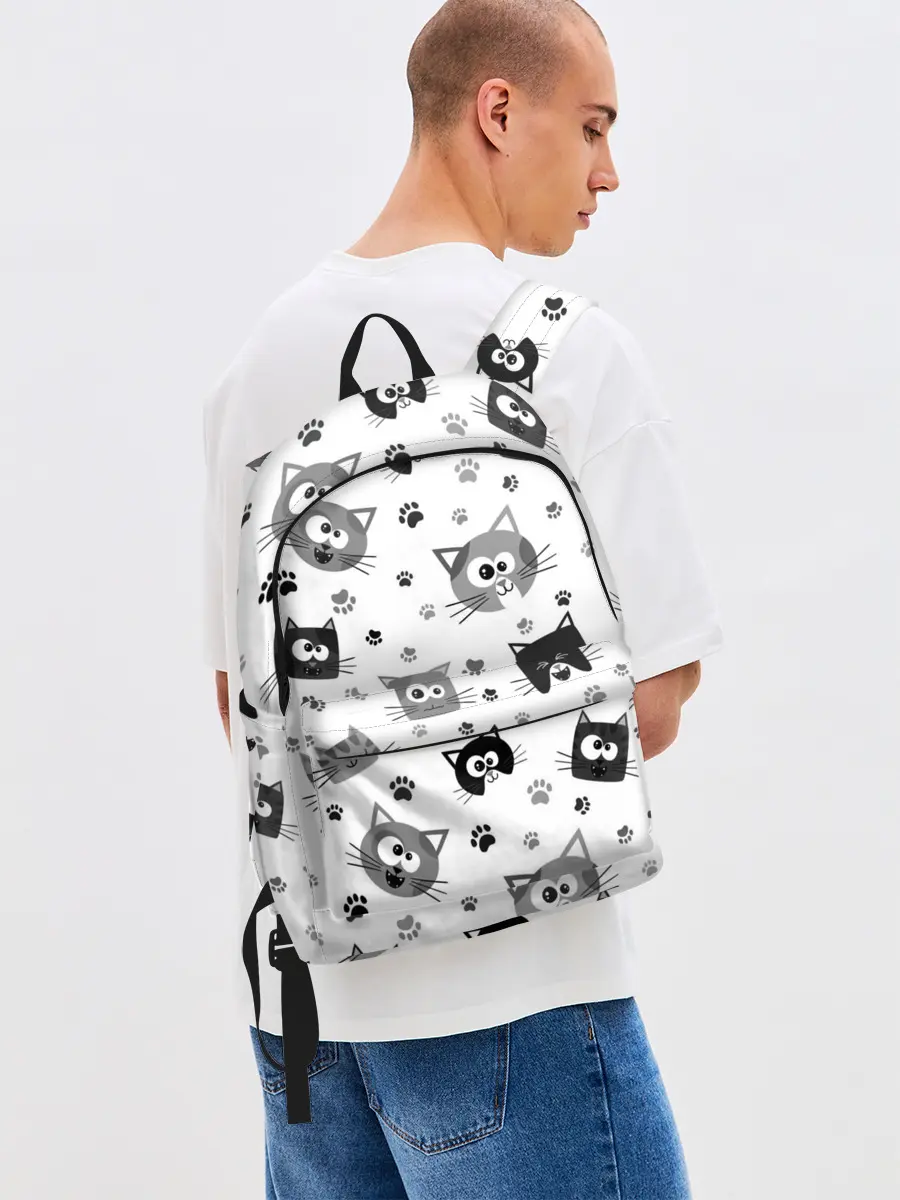 Рюкзак джинсовый / Котики | ЧБ