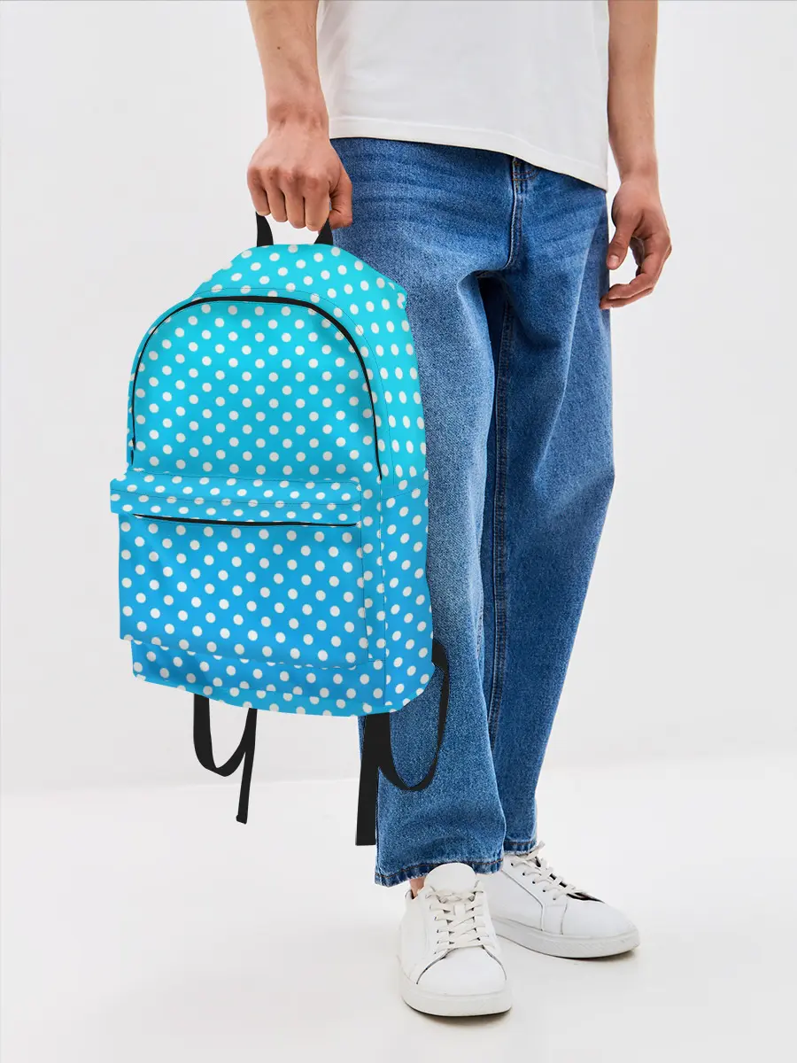 Рюкзак джинсовый / Белые кружки