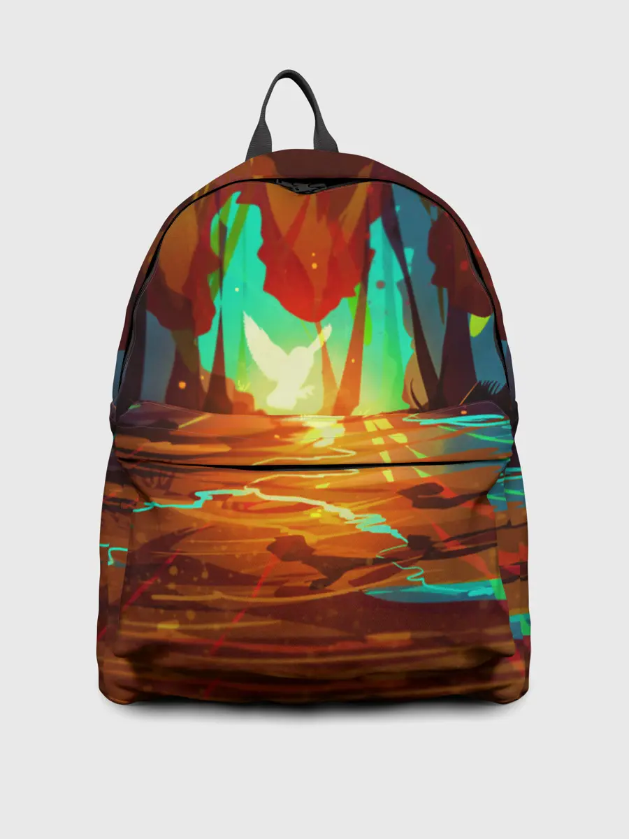 Рюкзак джинсовый / Птица света в волшебном лесу