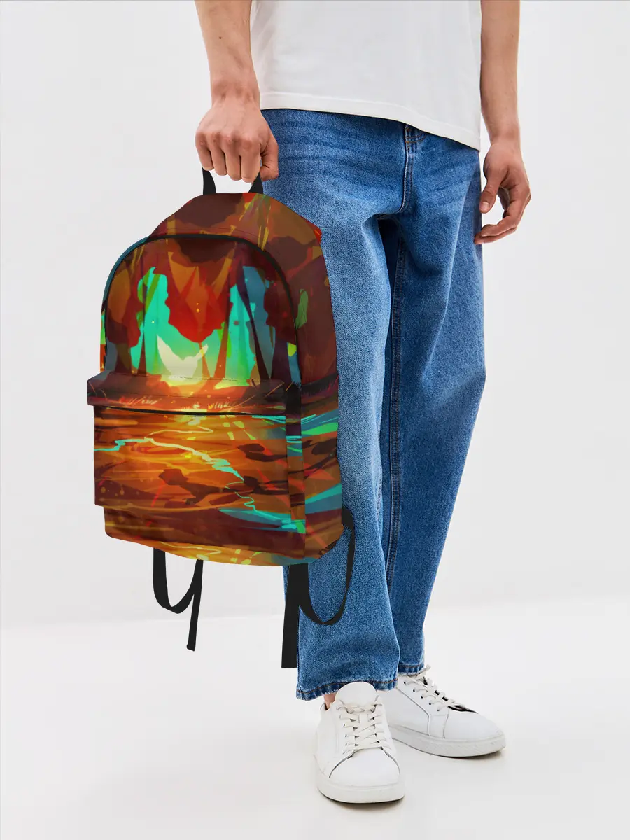 Рюкзак джинсовый / Птица света в волшебном лесу