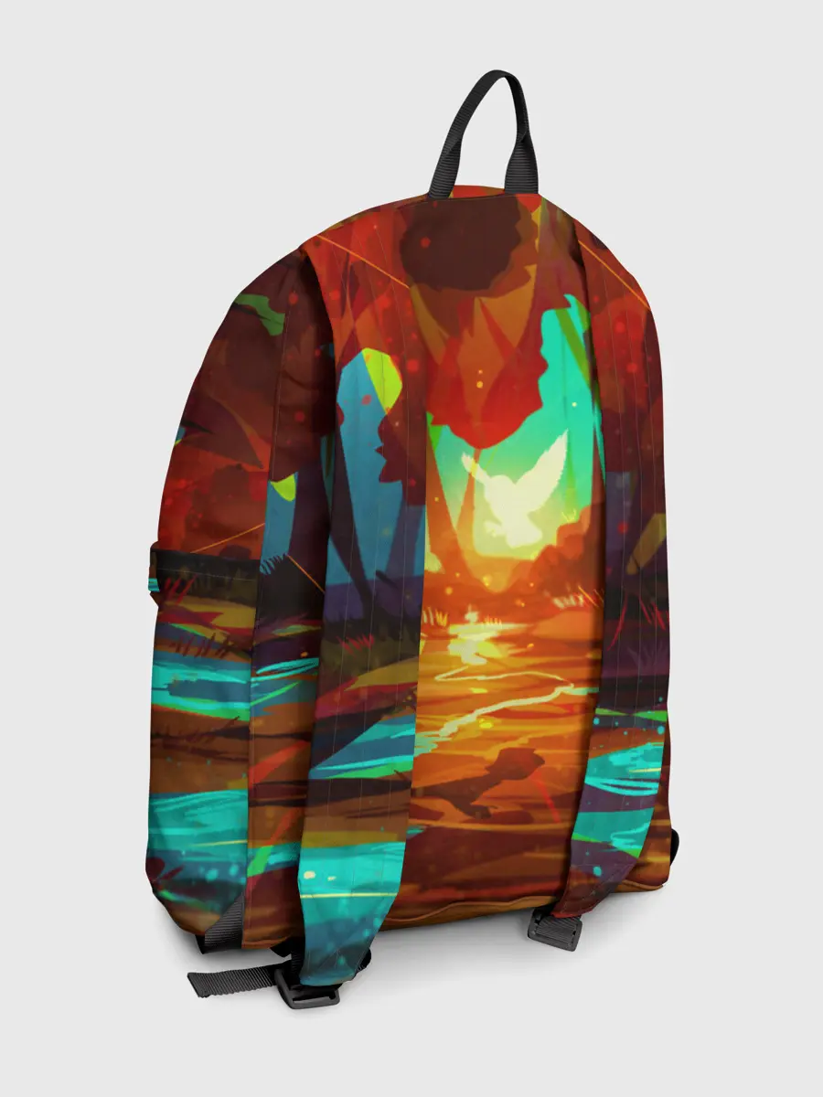 Рюкзак джинсовый / Птица света в волшебном лесу