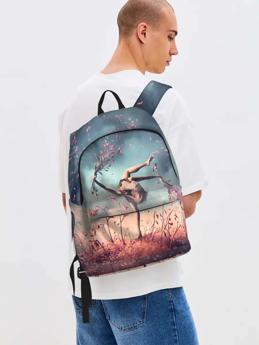 Рюкзак джинсовый / Танцующая с цветами ведьма