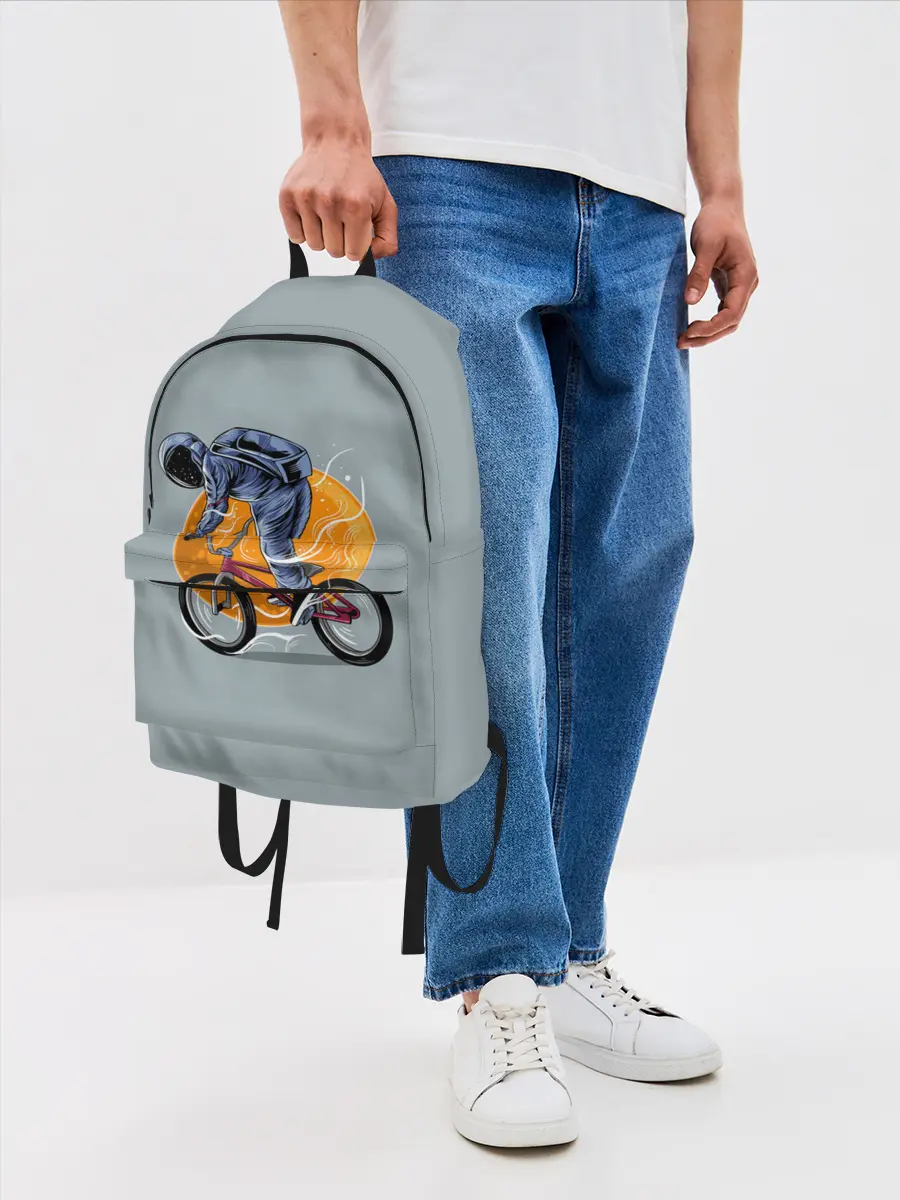 Рюкзак джинсовый / Космический велосипедист