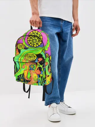 Рюкзак джинсовый / КИСЛОТА / КИСЛОТНЫЙ