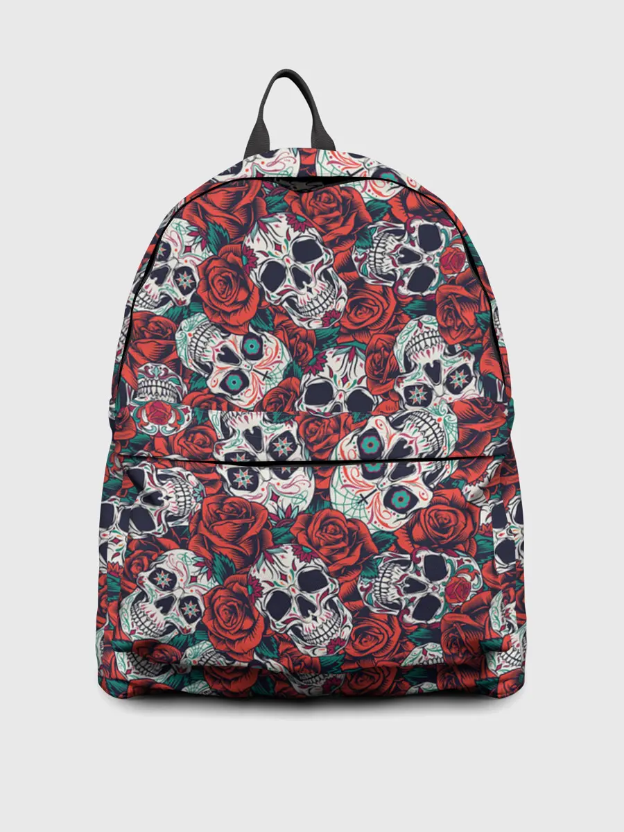 Рюкзак джинсовый / Тату черепа и розы