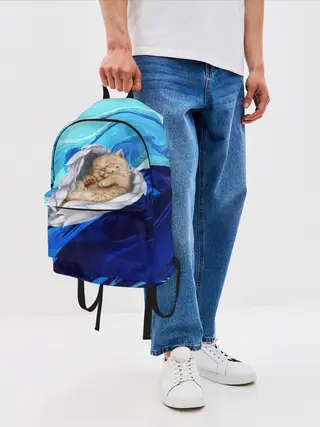 Рюкзак джинсовый / Котик Ангелочек