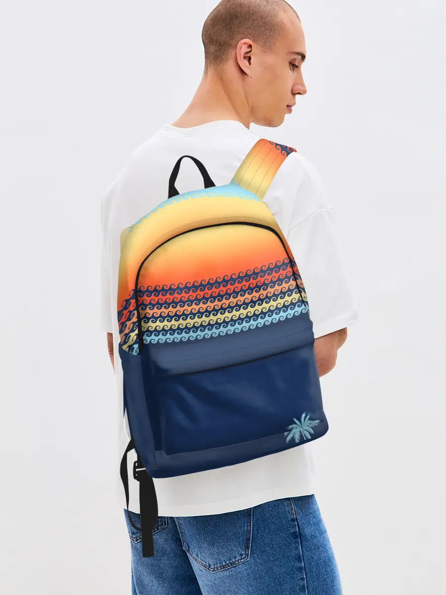 Рюкзак джинсовый / Летние волны и пальма