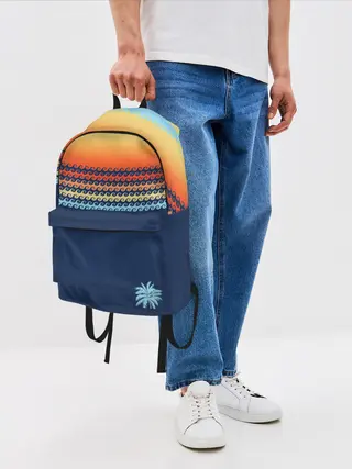 Рюкзак джинсовый / Летние волны и пальма