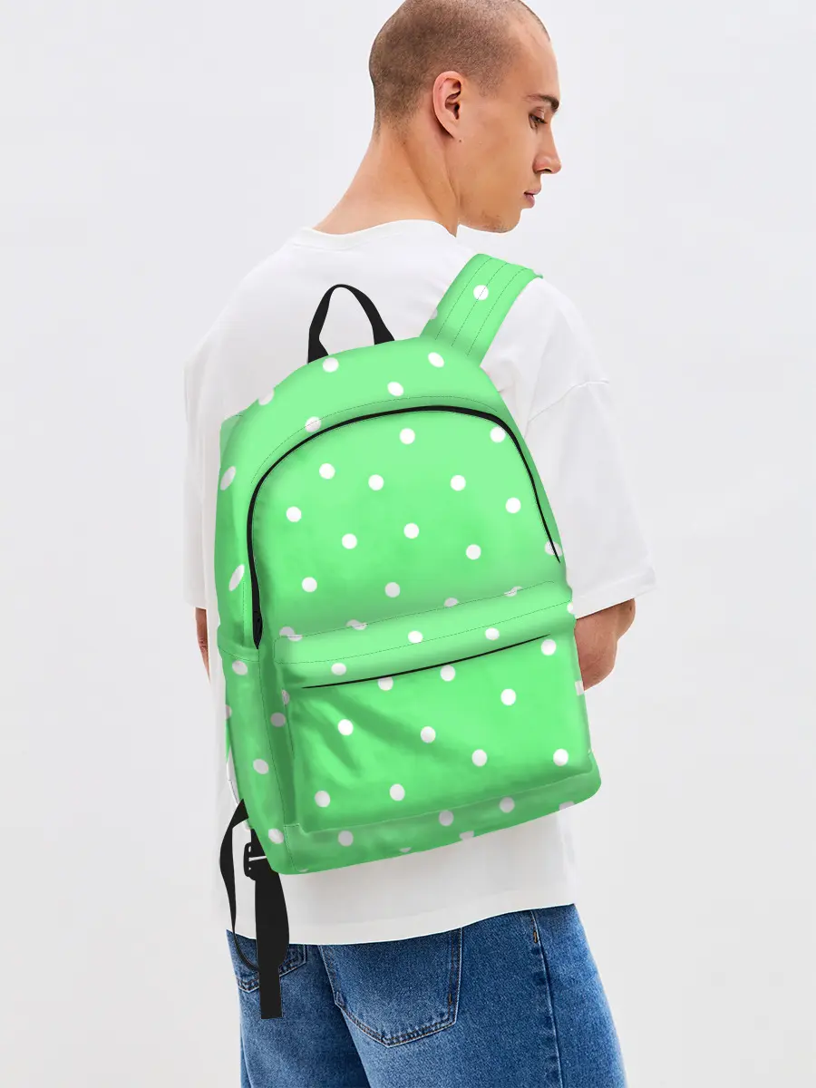 Рюкзак джинсовый / Горошек на зеленом