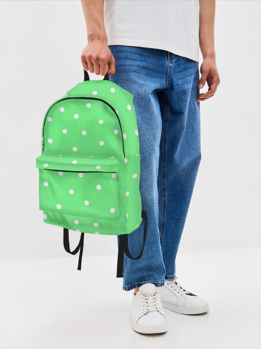 Рюкзак джинсовый / Горошек на зеленом