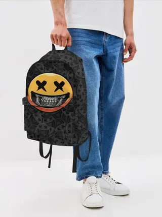 Рюкзак джинсовый / Смайлик на черепе