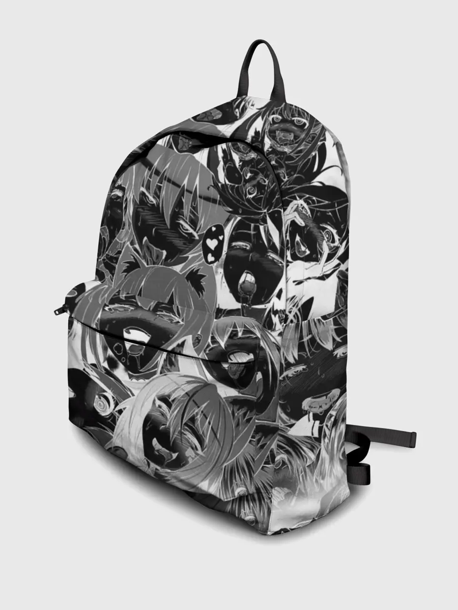 Рюкзак джинсовый / Ахегао паттерн черный