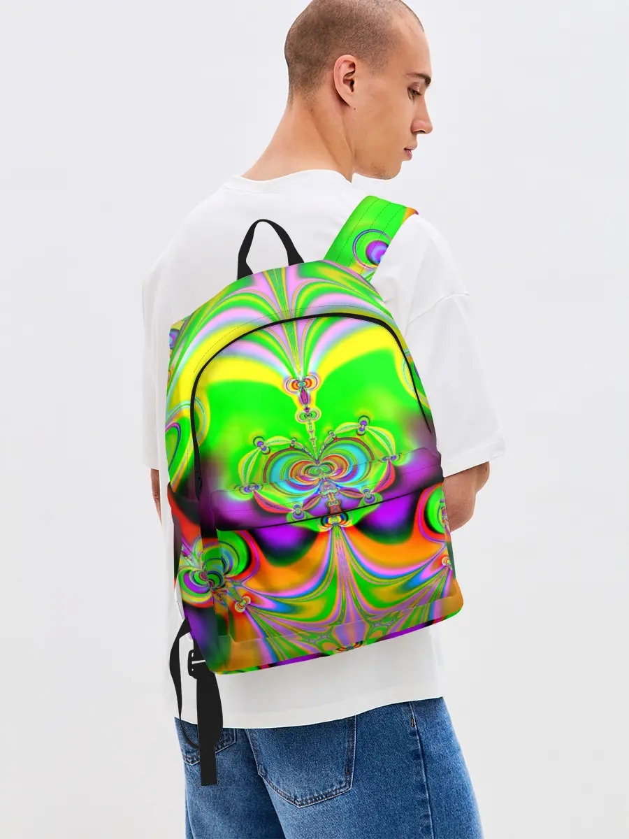 Рюкзак джинсовый / КИСЛОТНЫЙ ФРАКТАЛ ГЕОМЕТРИЯ