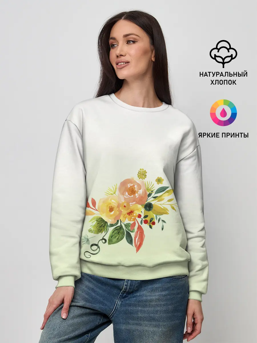 Женский свитшот / букет рисунок