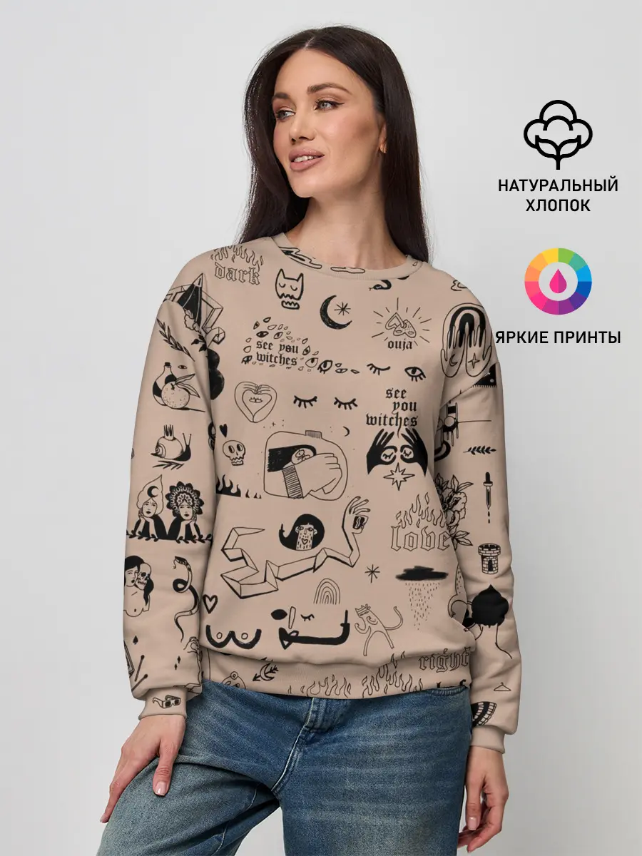 Женский свитшот / принт в стиле тату