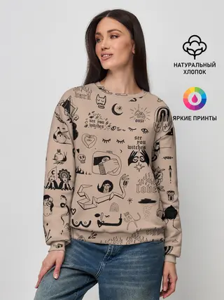 Женский свитшот / принт в стиле тату