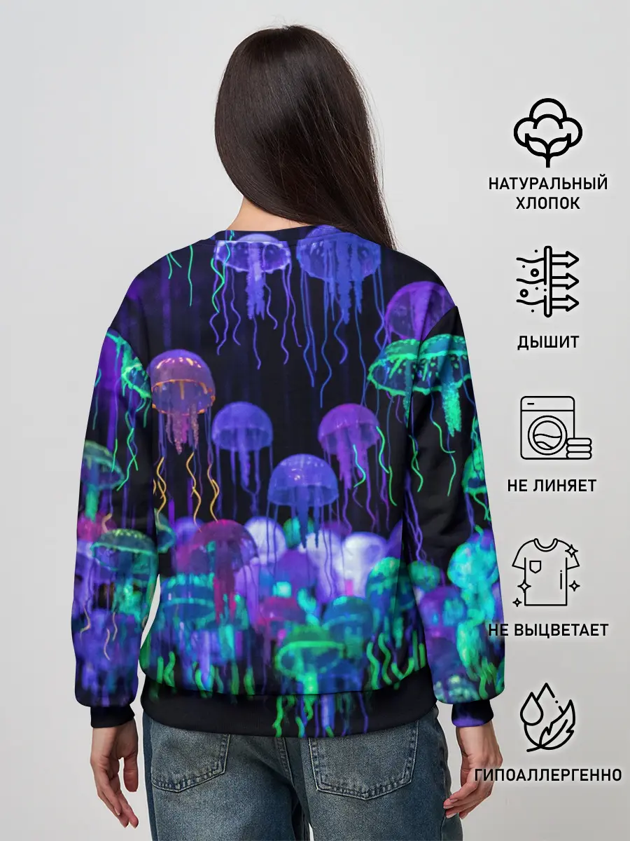 Женский свитшот / Неоновые медузы