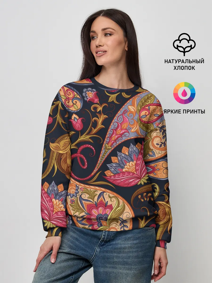 Женский свитшот / РОСПИСЬ ЦВЕТАМИ