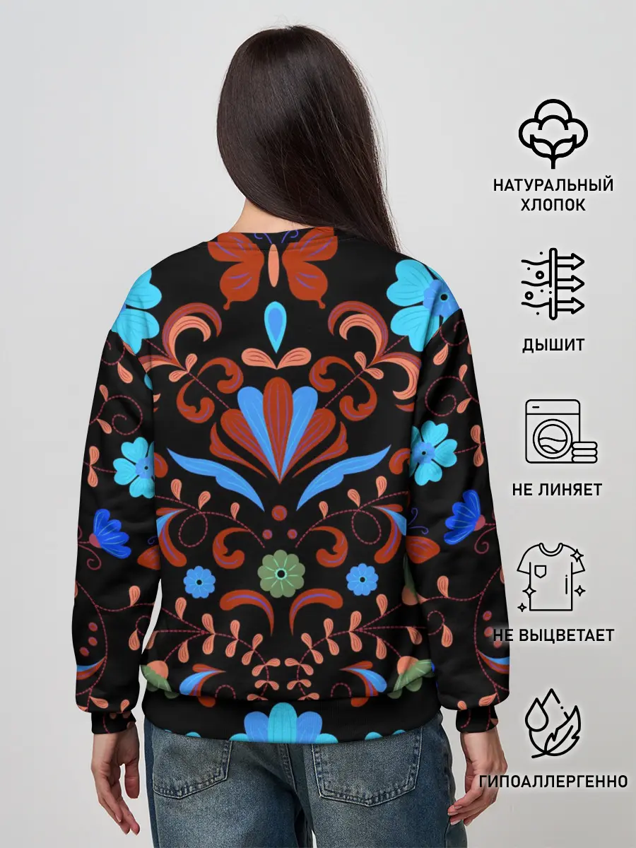 Женский свитшот / РОСПИСЬ ЦВЕТАМИ