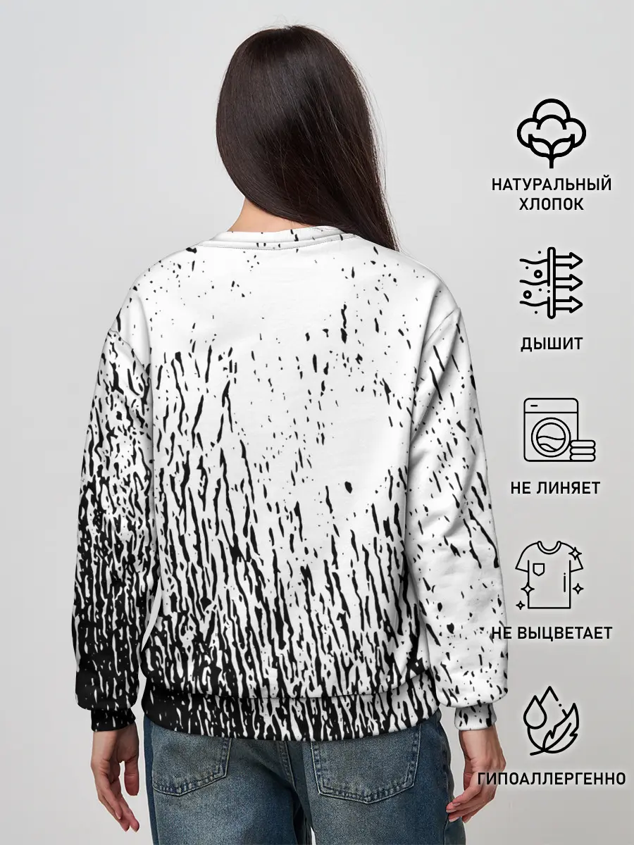 Женский свитшот / Черный клевер на едко белом фоне