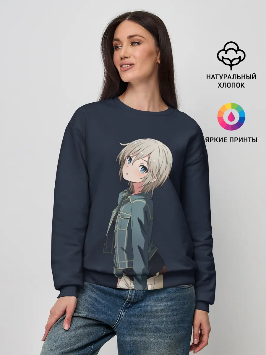 Женский свитшот / Аниме Тян в джинсовке