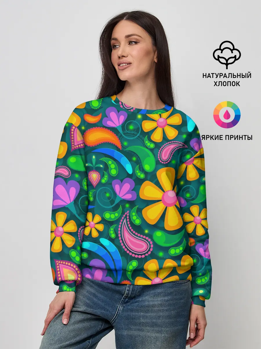 Женский свитшот / ЯРКИЕ ЦВЕТЫ