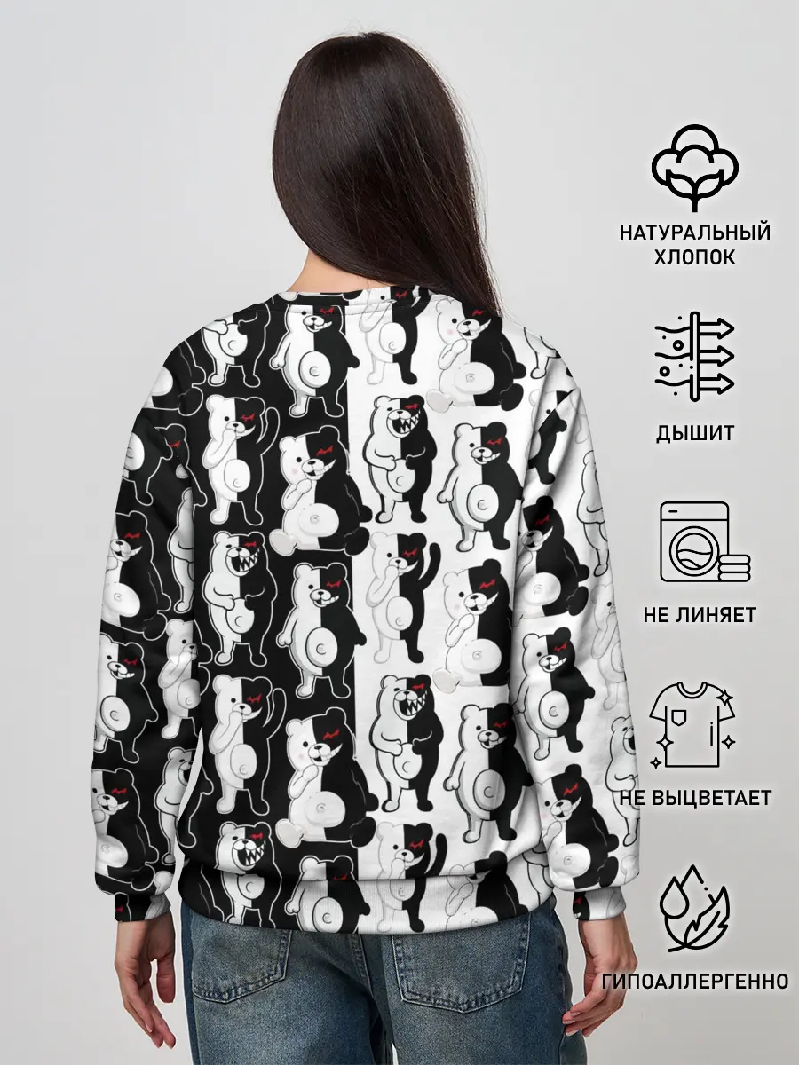 Женский свитшот / MONOKUMA / МОНОКУМА ПАТТЕРН