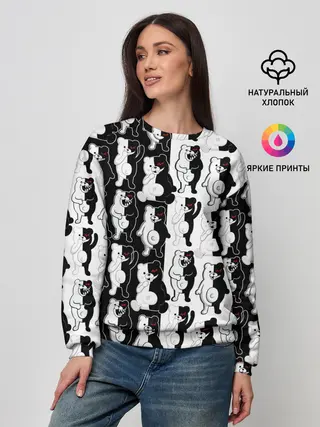 Женский свитшот / MONOKUMA / МОНОКУМА ПАТТЕРН