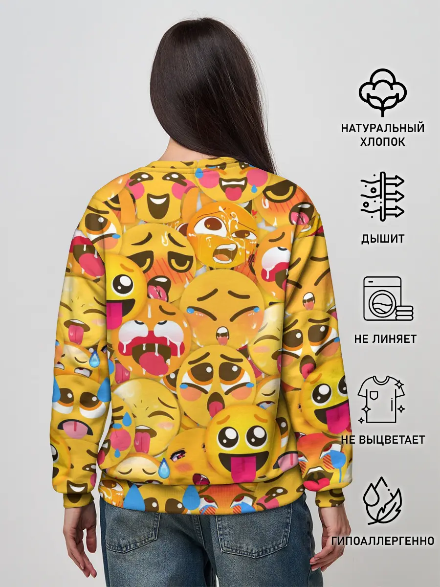 Женский свитшот / Ахегао эмодзи паттерн