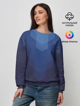 Женский свитшот / Сине-черная Геометрия Линий