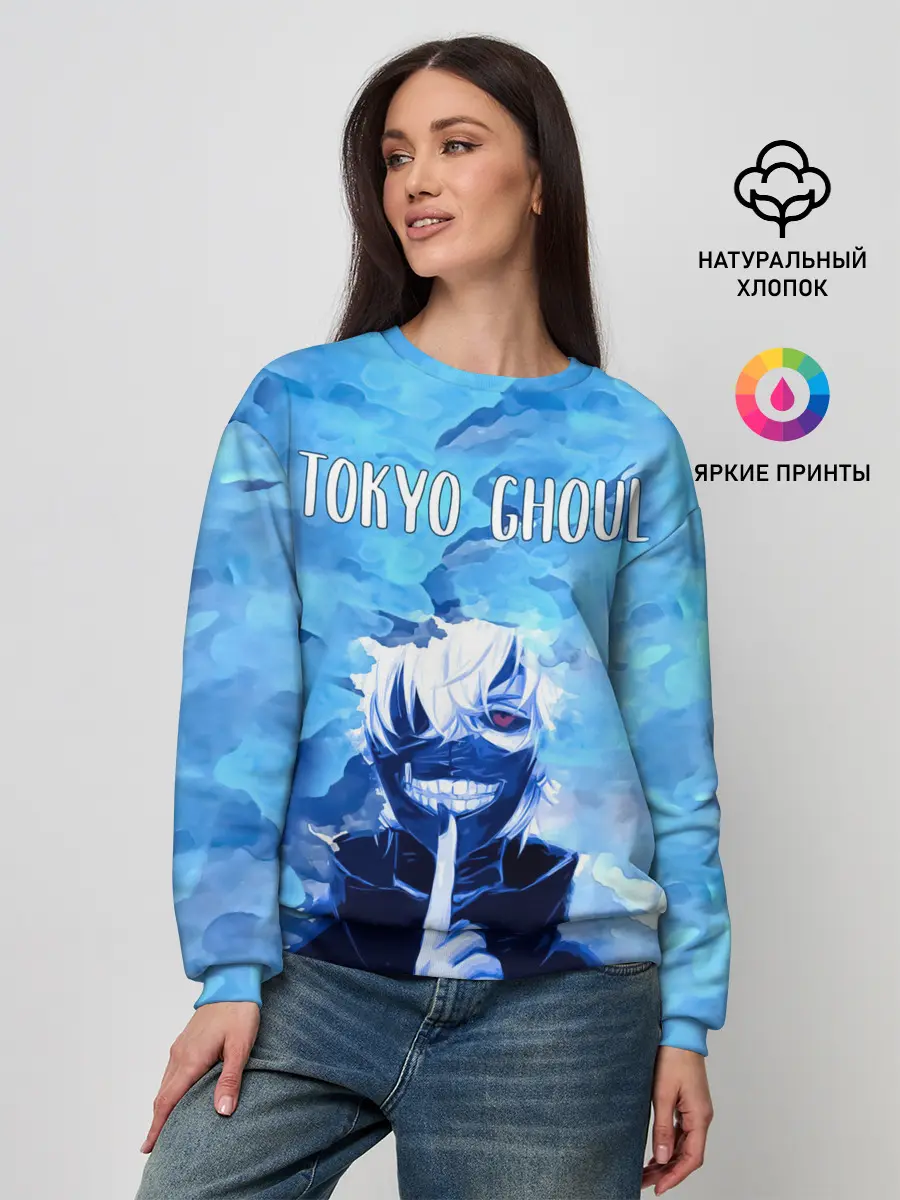 Женский свитшот / Kaneki Ken на синем фоне