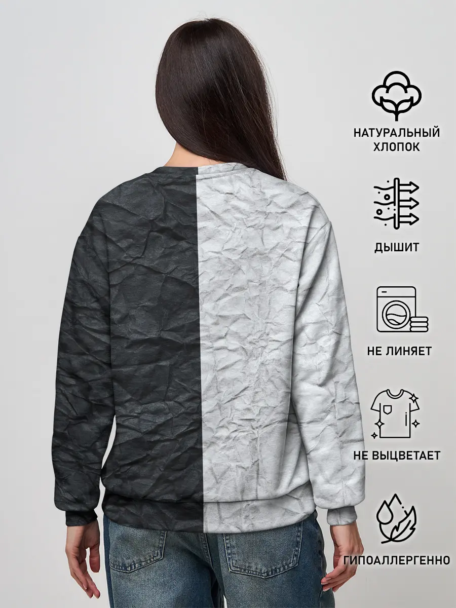 Женский свитшот / Мятая Черно-Белая Бумага