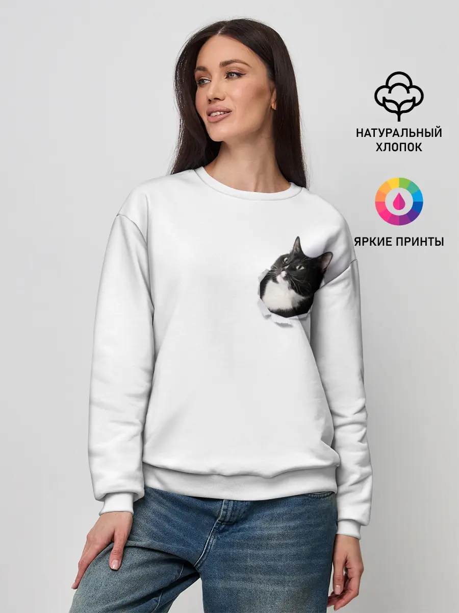 Женский свитшот / КОТ В СЕРДЦЕ