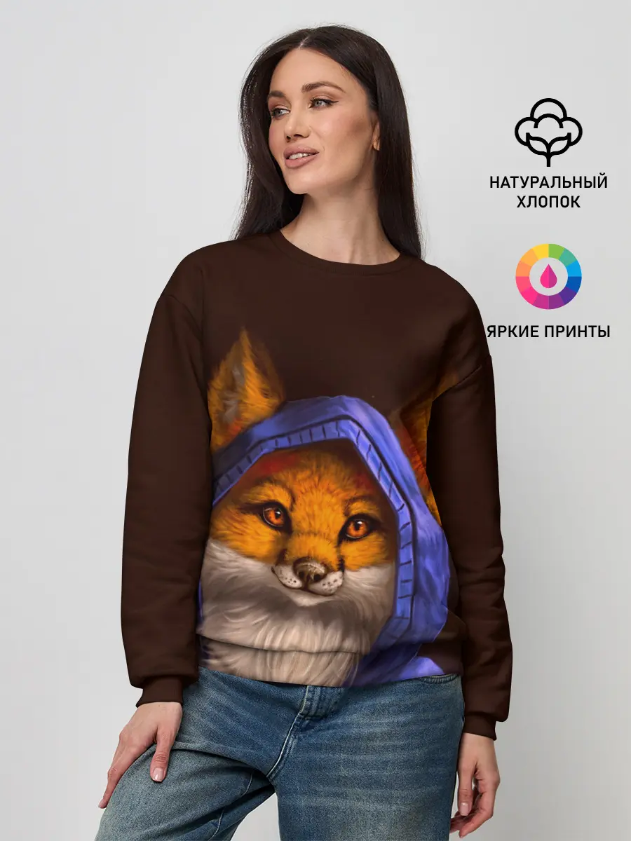 Женский свитшот / Лисенок в капюшоне