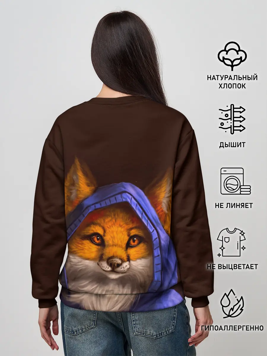 Женский свитшот / Лисенок в капюшоне