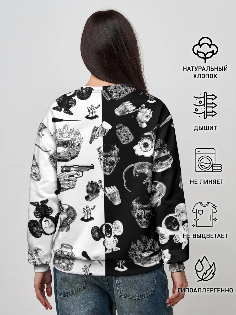 Женский свитшот / КРОВОСТОК ТАТУИРОВКИ ЧБ