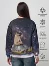 Женский свитшот / Мопс на черепахе в космосе